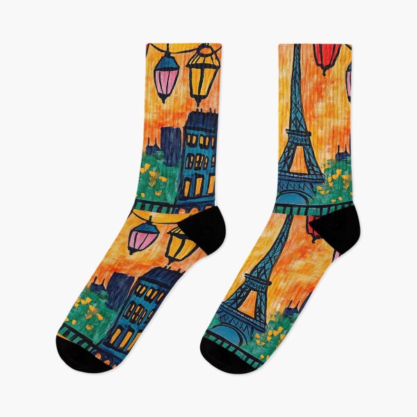 Item preview, Eiffel Tower Shines Under Ramadan Crescent Moon with Lanterns and a Fiery Orange Sky designed and sold by OlfactoART Studio.