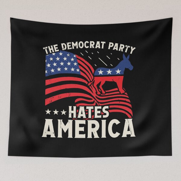 Item preview, Democrat Party Hates America US Flag designed and sold by Dressed For  Duty.