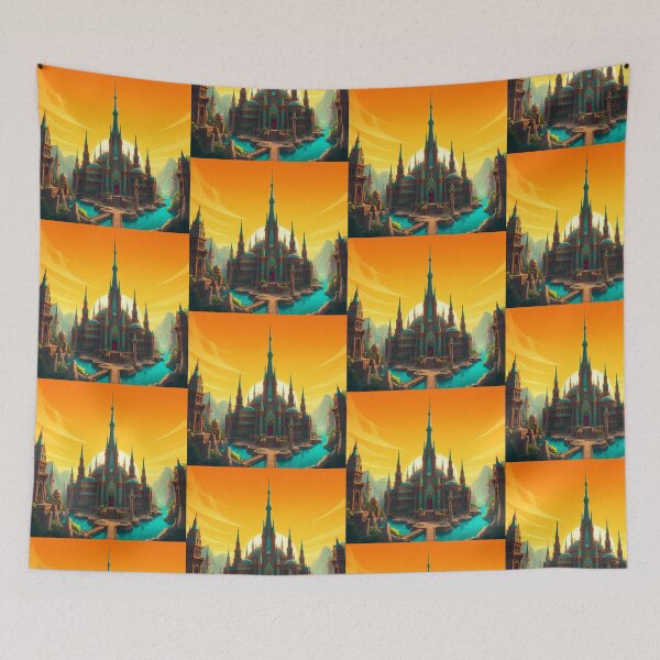 Item preview, Sunset Castles Vibrant Cityscapes Fantasy Architecture Landscapes Ancient designed and sold by ART ATTACK ZONE.