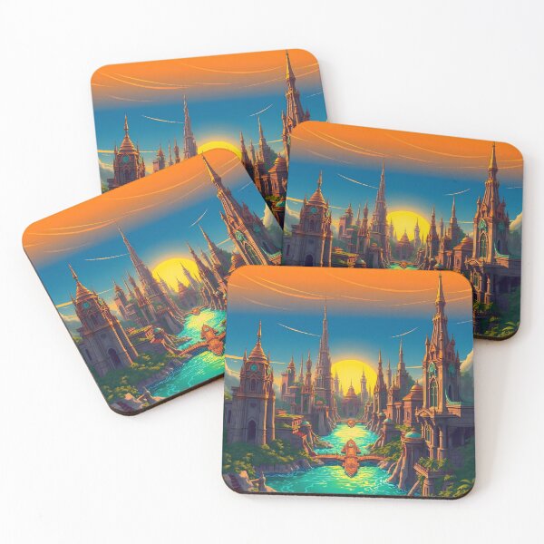 Item preview, Colorful Castles Vibrant Cityscapes Fantasy Architecture Landscapes Ancient designed and sold by ART ATTACK ZONE.