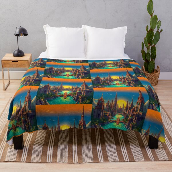 Item preview, Colorful Castles Vibrant Cityscapes Fantasy Architecture Landscapes Ancient designed and sold by ART ATTACK ZONE.
