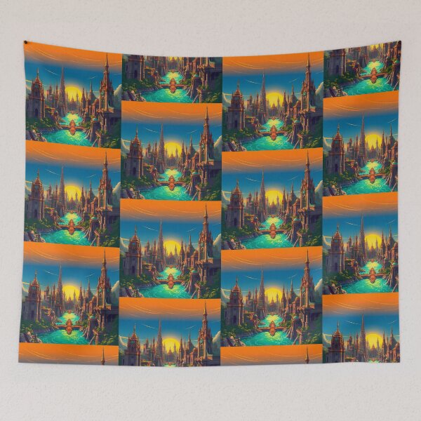 Item preview, Colorful Castles Vibrant Cityscapes Fantasy Architecture Landscapes Ancient designed and sold by ART ATTACK ZONE.