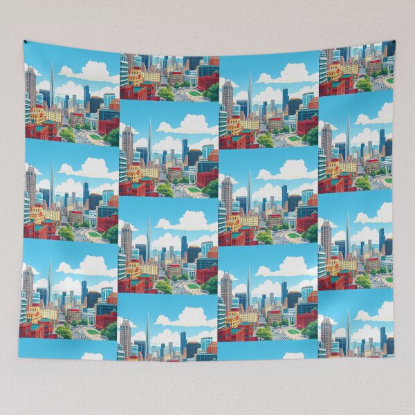 Item preview, Modern City Vibrant Cityscapes Fantasy Architecture Landscapes Ancient designed and sold by ART ATTACK ZONE.