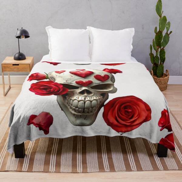 Item preview, Love skull with roses and hearts designed and sold by Atarac.
