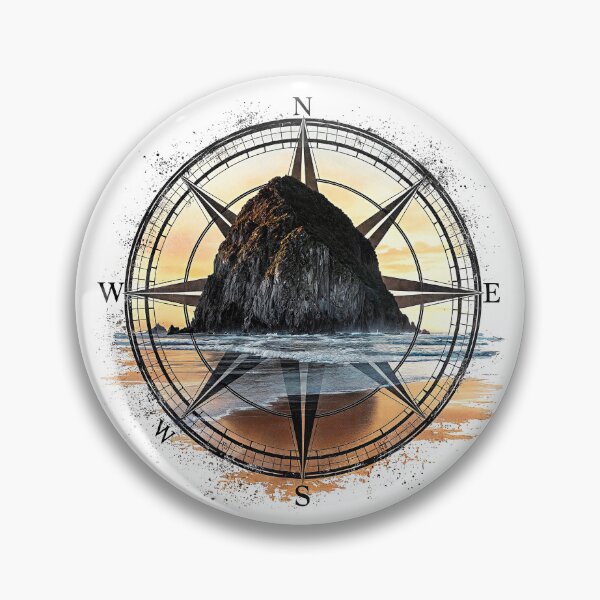 Item preview, Cannon Beach Sunset Compass Rose - Iconic Haystack Rock - Coastal Vibes Design designed and sold by H Jonas.