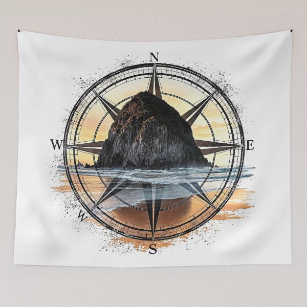 Item preview, Cannon Beach Sunset Compass Rose - Iconic Haystack Rock - Coastal Vibes Design designed and sold by H Jonas.