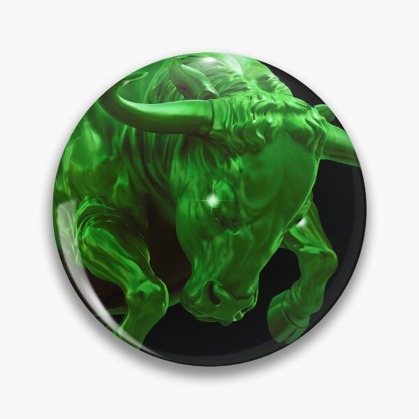Item preview, Powerful green rearing bull, charging forward with glowing laser eyes, symbolizing a bullish crypto and stock market surge. designed and sold by mirrorimages.