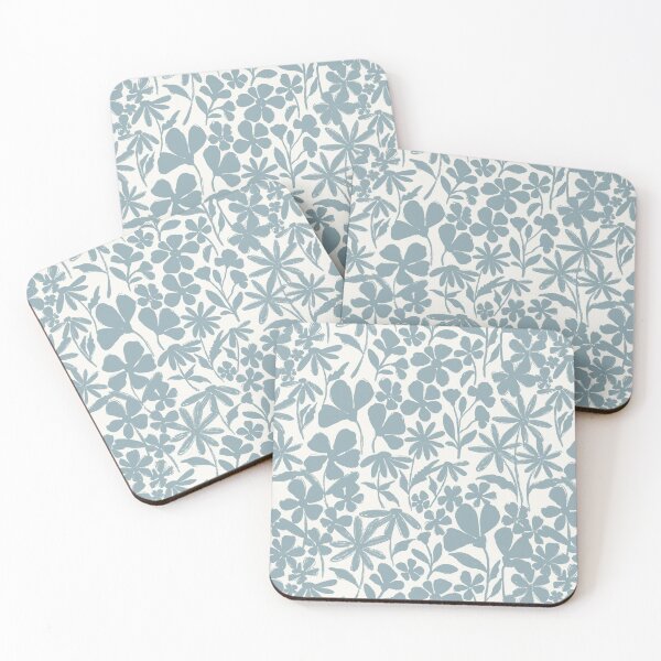 Item preview, Grandmillenial light duck egg blue florals all over on off white background designed and sold by PrettywithColor.