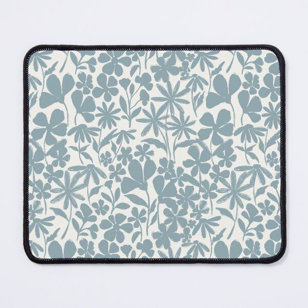 Item preview, Grandmillenial light duck egg blue florals all over on off white background designed and sold by PrettywithColor.