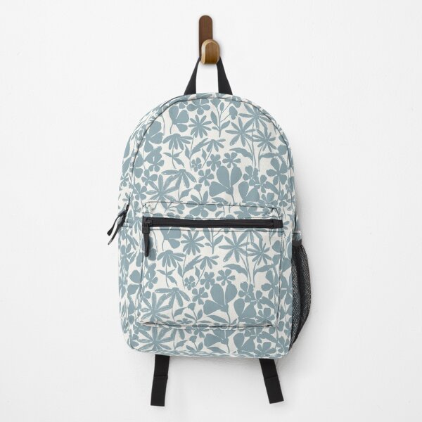 Item preview, Grandmillenial light duck egg blue florals all over on off white background designed and sold by PrettywithColor.