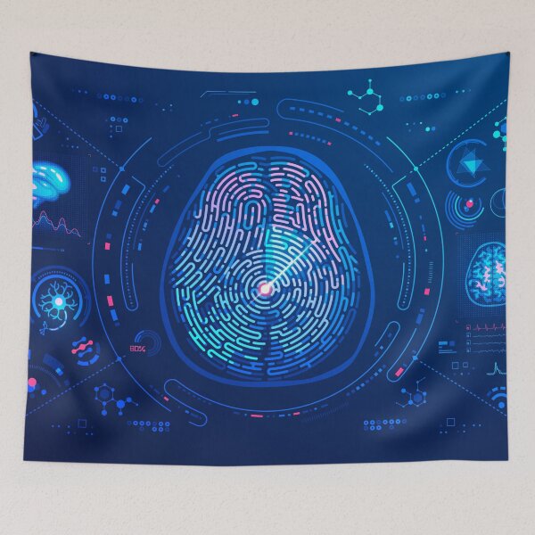 Item preview, neuroscience MRI scan technology brain shape fingerprint pattern medical interface designed and sold by NiamLab.