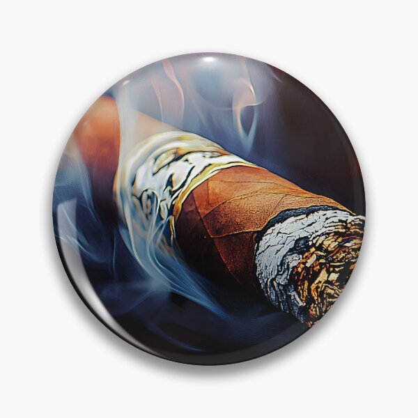 Item preview, Cigar Emitting Thick Swirling Smoke with Glowing Ember Against Dark Dramatic Background designed and sold by OlfactoART Studio.