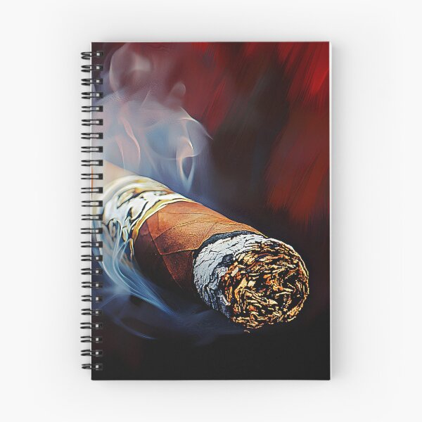 Item preview, Cigar Emitting Thick Swirling Smoke with Glowing Ember Against Dark Dramatic Background designed and sold by OlfactoART Studio.