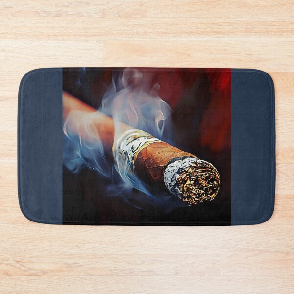 Item preview, Cigar Emitting Thick Swirling Smoke with Glowing Ember Against Dark Dramatic Background designed and sold by OlfactoART Studio.