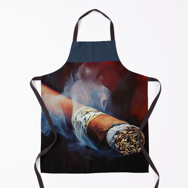 Item preview, Cigar Emitting Thick Swirling Smoke with Glowing Ember Against Dark Dramatic Background designed and sold by OlfactoART Studio.