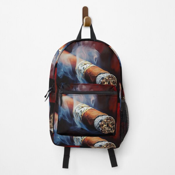 Item preview, Cigar Emitting Thick Swirling Smoke with Glowing Ember Against Dark Dramatic Background designed and sold by OlfactoART Studio.