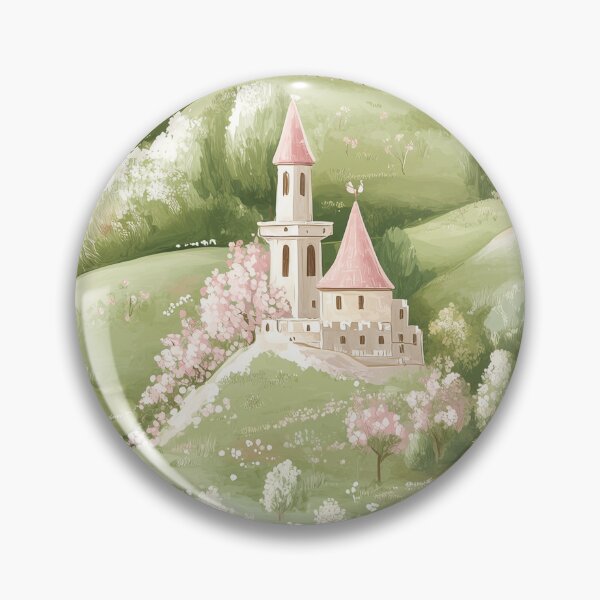Item preview, Summer Castles - Green, White and Pink designed and sold by AquarellesWorks.