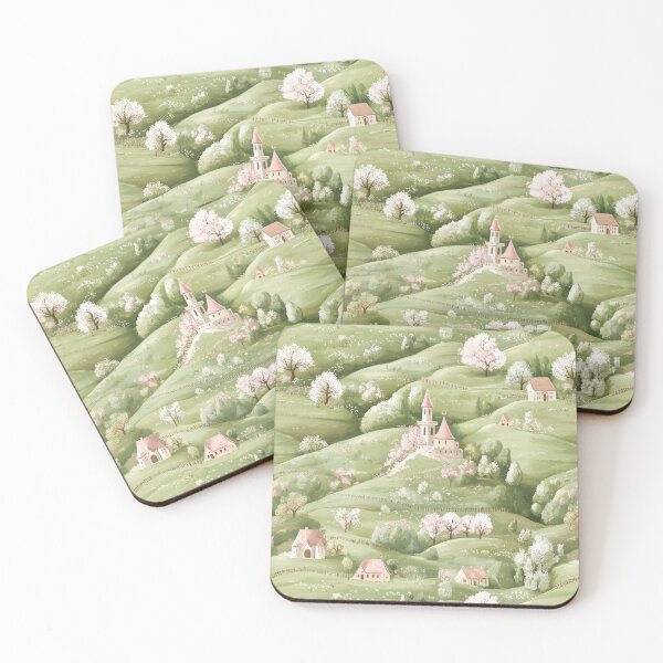Item preview, Summer Castles - Green, White and Pink designed and sold by AquarellesWorks.
