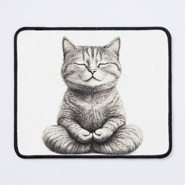 Item preview, Ilustración de gato meditando, fondo blanco. designed and sold by wonderisland.