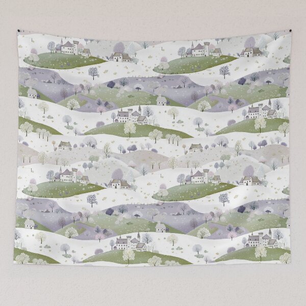 Item preview, Spring Castle - Purple, White and Green designed and sold by AquarellesWorks.