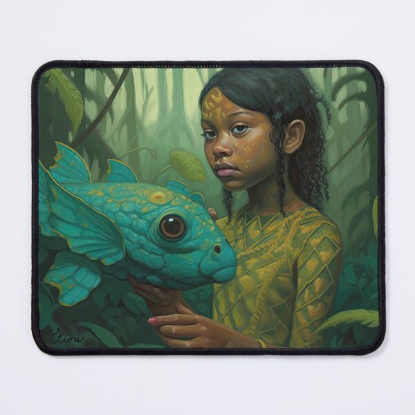 Item preview, Whispers to the Azure Guardian|Girl with a Fish in the Garden designed and sold by MaryFiore.