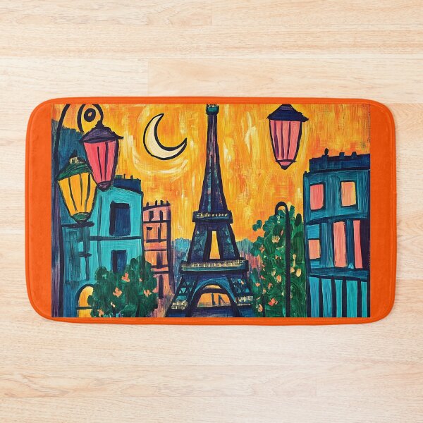 Item preview, Eiffel Tower Glows Under Ramadan Lanterns with a Fiery Orange Sky and Crescent Moon designed and sold by OlfactoART Studio.