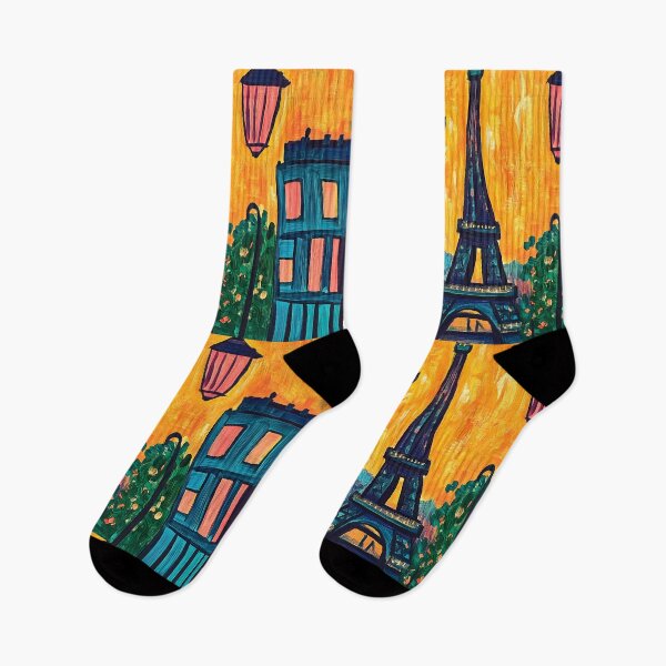 Item preview, Eiffel Tower Glows Under Ramadan Lanterns with a Fiery Orange Sky and Crescent Moon designed and sold by OlfactoART Studio.