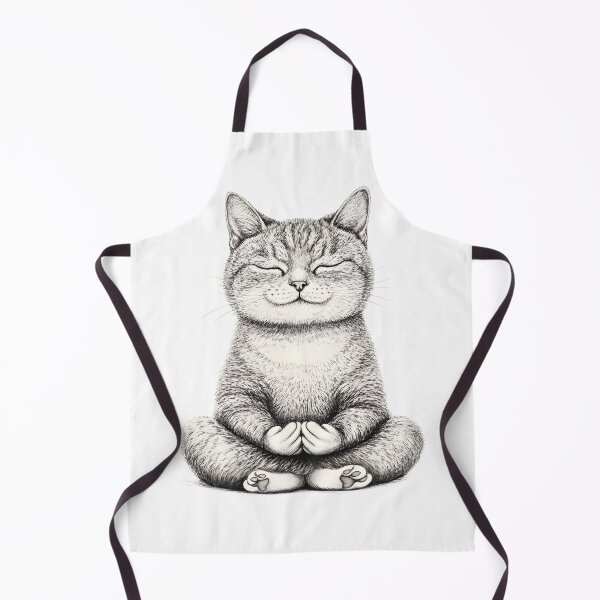 Item preview, illustration of meditating cat, white background designed and sold by wonderisland.