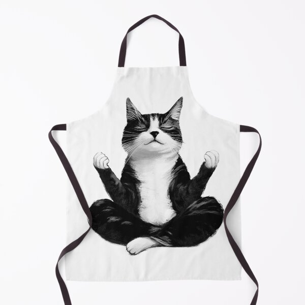 Item preview, illustration of meditating cat, white background designed and sold by wonderisland.