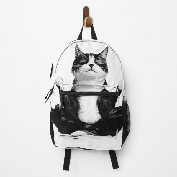 Item preview, illustration of meditating cat, white background designed and sold by wonderisland.