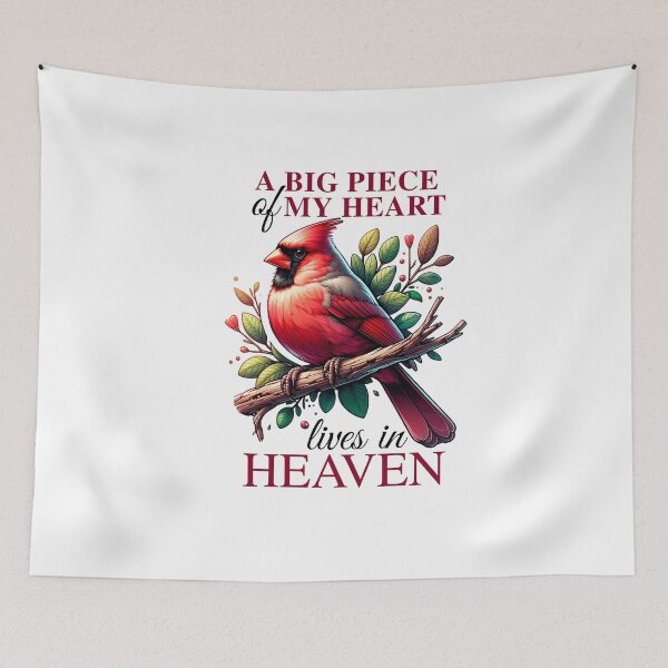 Item preview, A Big Piece of My Heart Lives in Heaven, cardinal bird on tree branch designed and sold by InspireGlow.