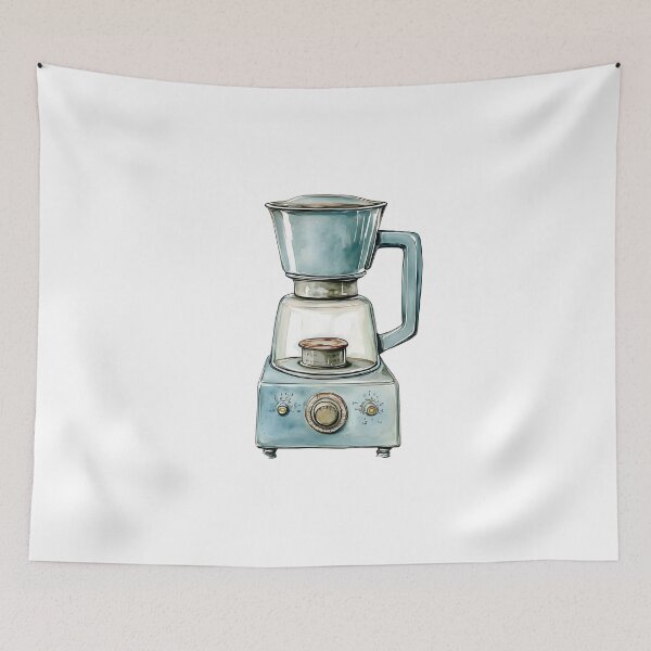 Item preview, A watercolor clipart illustration of a rustic vintage blender, on a white background, highly detailed mary engelbreit style designed and sold by wonderisland.