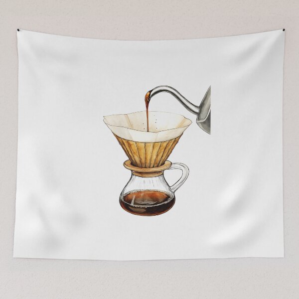 Item preview, a coffee filter with coffee being poured hand drawn designed and sold by wonderisland.
