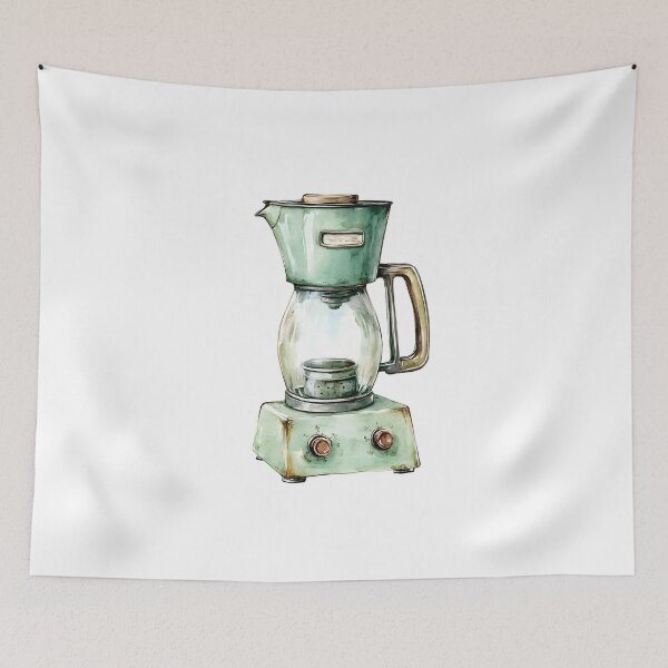 Item preview, A watercolor clipart illustration of a rustic vintage blender, on a white background, highly detailed mary engelbreit style designed and sold by wonderisland.