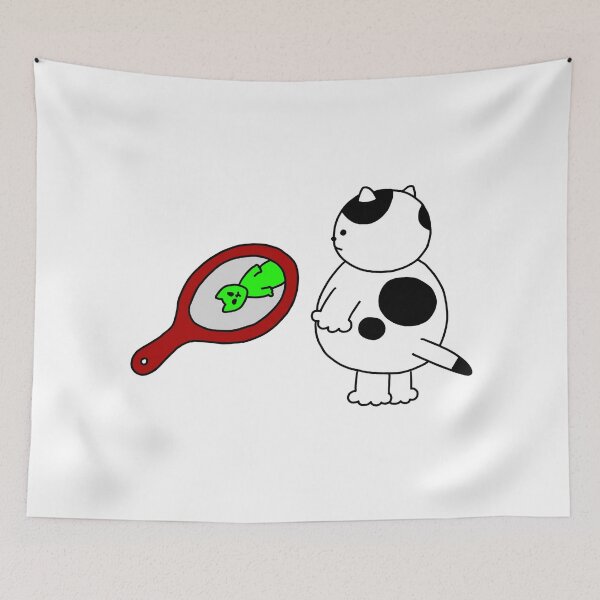 Item preview, a Cat and an alien in the mirror designed and sold by superbaechoo.