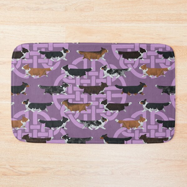 Item preview, Cardigan Welsh Corgi Pattern on Purple with Celtic Knots designed and sold by Spinyflowerart.