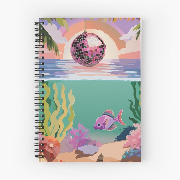 Item preview, Sueño de discoteca submarina | Impresión de bola de espejos | Bola de discoteca | Impresión digital | Decoración de pared con océano rosa y azul | Vida marina con peces | Estética costera designed and sold by PomGraphix.