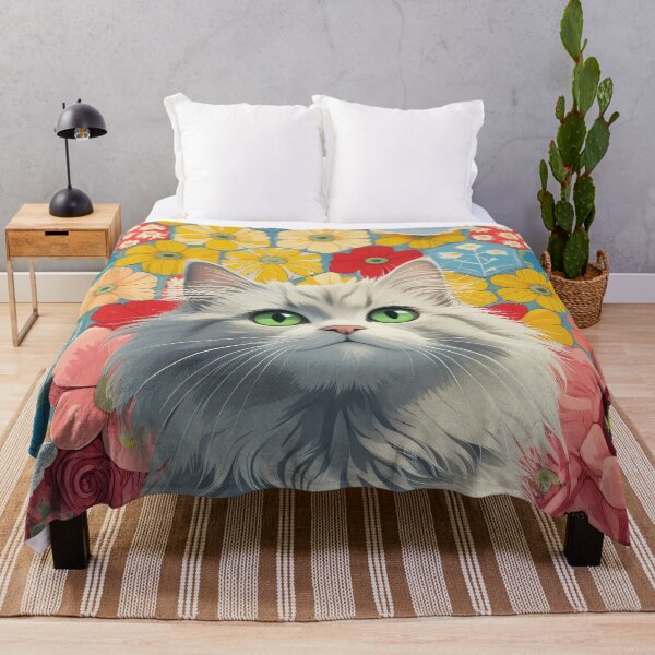 Item preview, Cat and flowers wallpaper designed and sold by KiraChie.