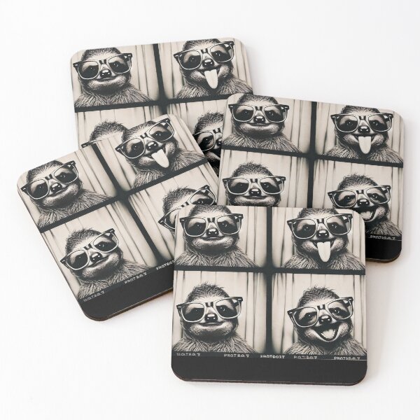 Item preview, Funny Sloths with Sunglasses Photobooth Camera Vintage Photography T-Shirt designed and sold by boundlessly2art.