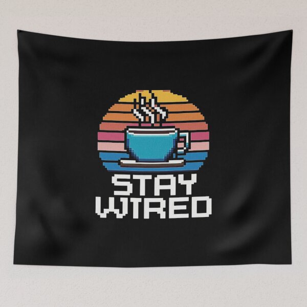 Item preview, Retro Pixel Coffee Art - Stay Wired Vibes designed and sold by love3617.