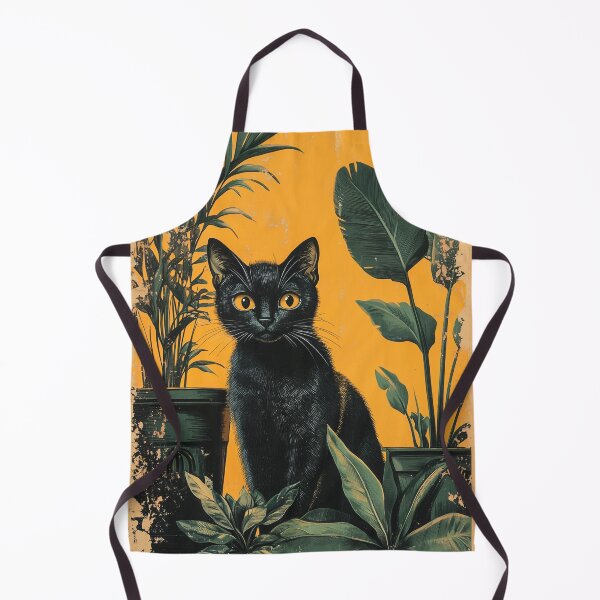 Item preview, Vintage Black Cat and Potted Plants Illustration designed and sold by PurrGreen.