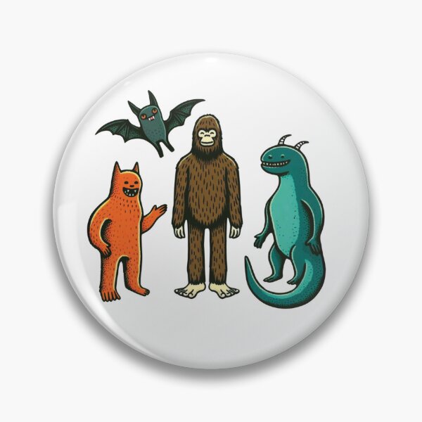 Aperçu de l'œuvre Amis cryptides : Bigfoot, Chupacabra, le monstre du Loch Ness et Dracula créée et vendue par Pinups Galore Co..