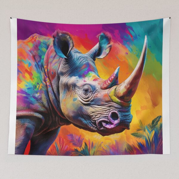 Item preview, Colourful Rhino Portrait designed and sold by Graham Prentice.