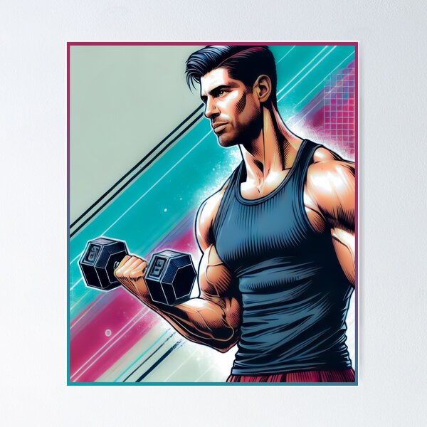 Item preview, Hombre musculoso con una mancuerna designed and sold by QuanntixArt.