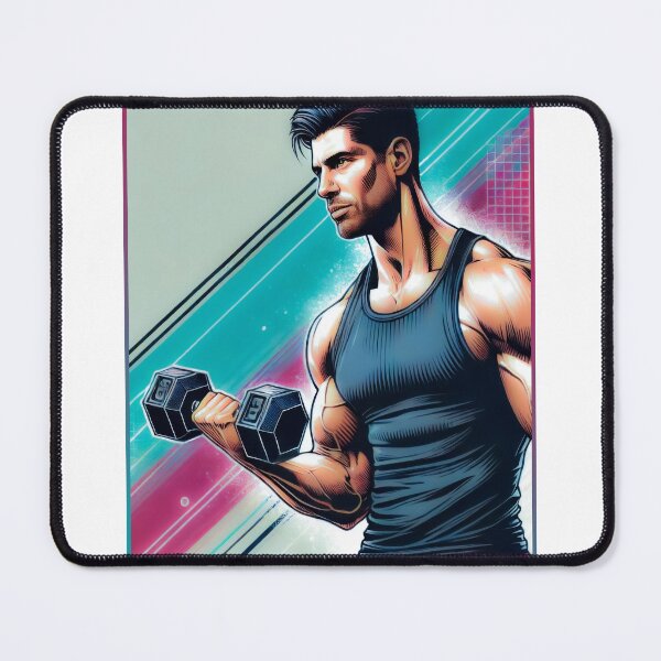 Item preview, Muscular man with a dumbbell designed and sold by QuanntixArt.