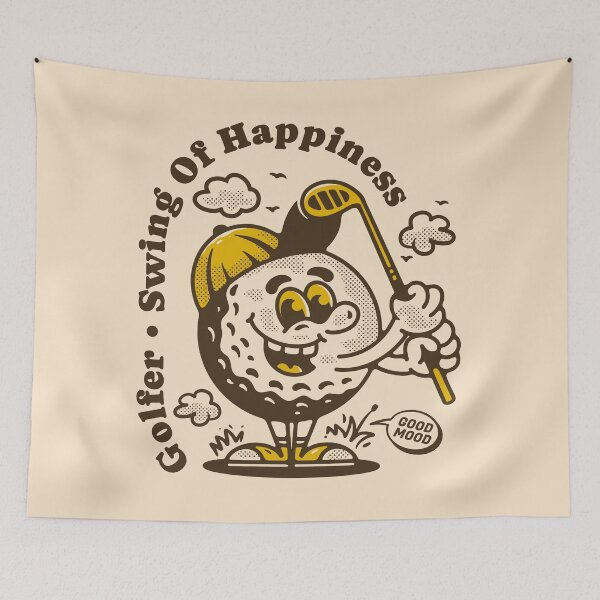 Item preview, Golf ball character holding a golf stick designed and sold by adipra.