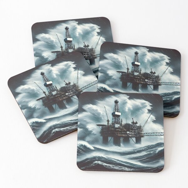 Item preview, Oil rig in the storm designed and sold by RG-ArtDesign.