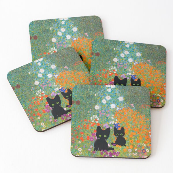 Item preview, Gustav Klimt, Cottage Garden With Black Cats designed and sold by MamboArt.
