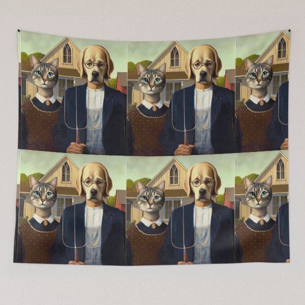Item preview, American Gothic Art parody of Grant Wood famous painting designed and sold by ArtUnova.