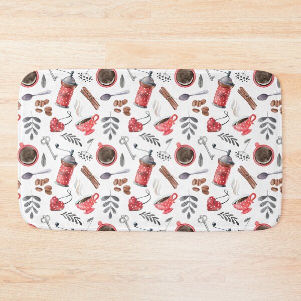 Item preview, Coffee time seamless pattern with red vintage cups designed and sold by Yuliia-Fleur.